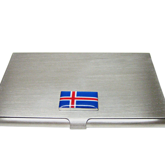 Iceland Flag Pendant Business Card Holder
